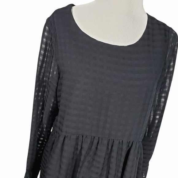 BCBGeneration size Large Long Sheer Sleeve Gingham Dress - Picture 2 of 7